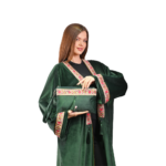 Green Velvet Kaftan with Indian Brocade Details