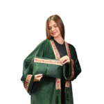 Green Velvet Kaftan with Indian Brocade Details