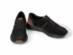 Men's Black Suede Casual Shoes Modern Comfortable Design with Elegant Brown Details