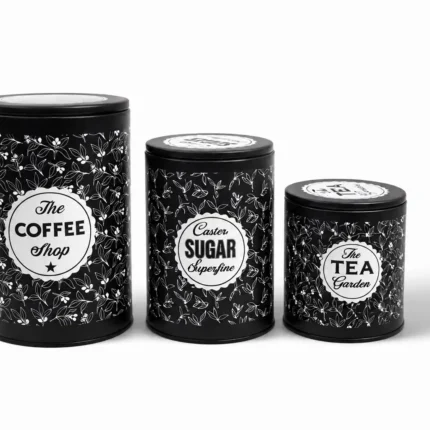 Black Floral Kitchen Storage Tins Set