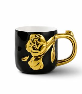 Golden Rose Handle Porcelain Mug