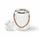 Ribbed Glass Storage Jar Set with Airtight Lid and Rope Handle - Image 2