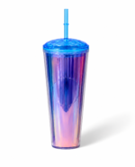 Iridescent Tumbler Cup with Straw - Image 2