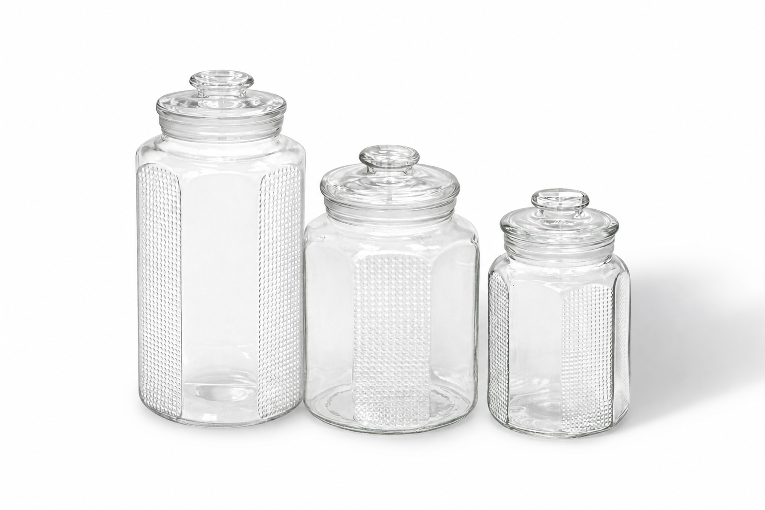 Ribbed Crystal Glass Jars Set 42 LE طقم برطمانات زجاج كريستال مضلع_ Ribbed Crystal Glass Jars Set - Image 1