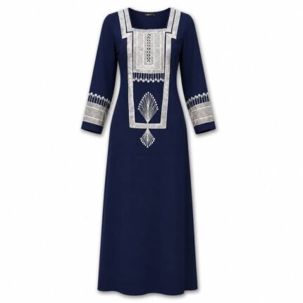 100% Cotton Embroidered Jalabiya with Elegant Details