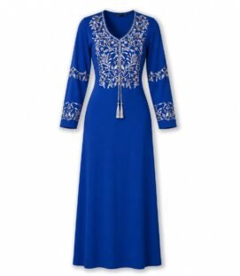 100% Cotton Embroidered Jalabiya with Traditional Floral Details