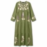 Cotton & Polyester Traditional Leaf Embroidered Jalabiya.