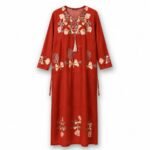 Cotton & Polyester Traditional Leaf Embroidered Jalabiya.