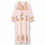 Cotton & Polyester Traditional Leaf Embroidered Jalabiya.