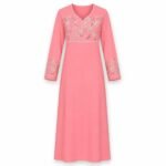 100% Cotton Delicate Floral Embroidered Jalabiya
