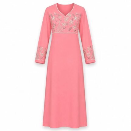 100% Cotton Delicate Floral Embroidered Jalabiya