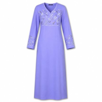 100% Cotton Delicate Floral Embroidered Jalabiya