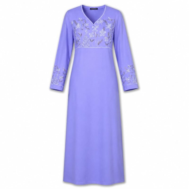 100% Cotton Delicate Floral Embroidered Jalabiya