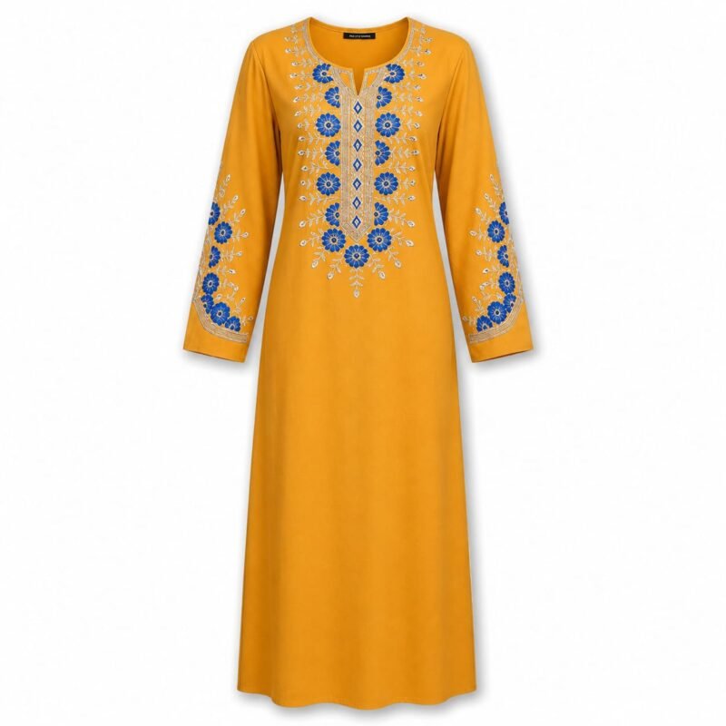 100% Cotton Embroidered Floral Jalabiya