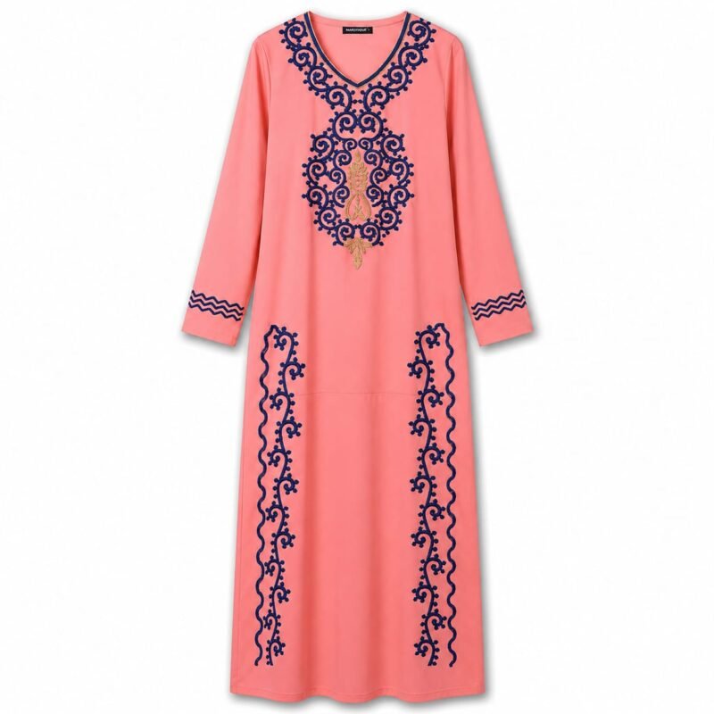 100% Cotton Embroidered Jalabiya with Traditional Details