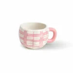 White Porcelain Mug with Pink Prints - Image 11