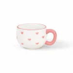 White Porcelain Mug with Pink Prints - Image 2