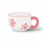 White Porcelain Mug with Pink Prints - Image 3