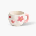 White Porcelain Mug with Pink Prints - Image 5