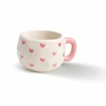 White Porcelain Mug with Pink Prints - Image 7