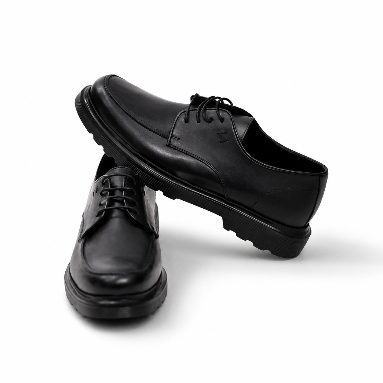 fhg Mens Black Genuine Leather Formal Shoes Classic Elegant Design with Comfortable Sole for Work Events - Image 1