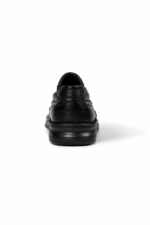 Men's Black Textured Genuine Leather Casual Shoes Comfortable Modern Design for Everyday Wear - Image 2