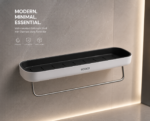 Ecoco Adhesive Bathroom & Kitchen Shelf with Towel Holder