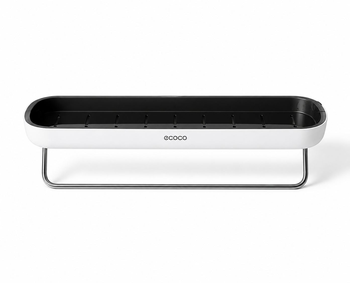 رف حمام ومطبخ لاصق من Ecoco مع حامل فوط – 390 جنيه Ecoco Adhesive Bathroom & Kitchen Shelf with Towel Holder – 390 LE Ecoco Adhesive Bathroom & Kitchen Shelf with Towel Holder