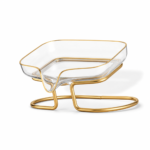Modern Acrylic Soap Holder with Gold Stand and Water Drain Design - Image 3