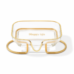 Modern Acrylic Soap Holder with Gold Stand and Water Drain Design - Image 2