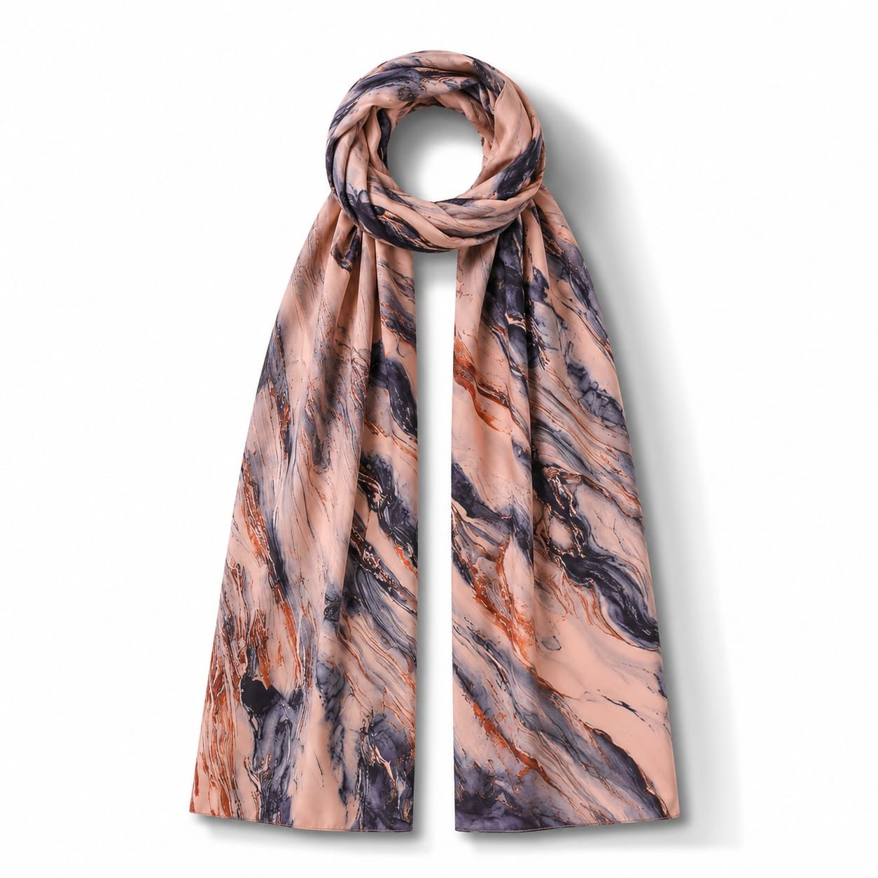 طرحة رخامي بدرجات البيج والبني المقاس_ 185 × 70 سم السعر_ 250 بدل 300 جنيه Marble Pattern Hijab in Beige & Brown Size_ 185 × 70 cm Price_ 250 instead of 300 LE (1) طرحة رخامي بدرجات البيج والبني - Image 1