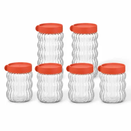 Glass Storage Jars Set 3-Pieces with Plastic Lids