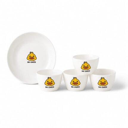 Duck Cartoon Bowl Set with Flat Plate – 5 Pieces