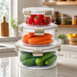 Round Food Storage Container Set with Airtight Lids