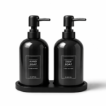 Porcelain Soap & Shower Dispenser Set with Tray