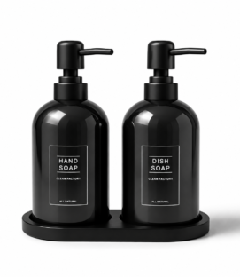Porcelain Soap & Shower Dispenser Set with Tray