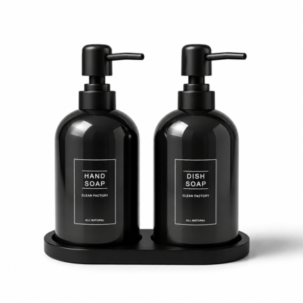 Porcelain Soap & Shower Dispenser Set with Tray