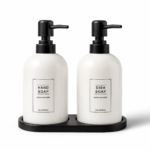 Porcelain Soap & Shower Dispenser Set with Tray