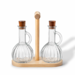 Pyrex Oil & Vinegar Set with Bamboo Holder