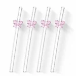 Glass Straw Set with Butterfly Design 5-Pieces