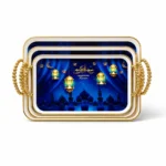 Serving Tray Set 3-Pieces in Different Sizes Elegant Gold Handle Design - Image 2