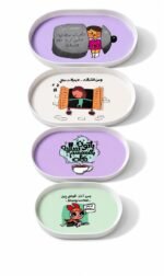 4-Piece Acrylic Melamine Serving Tray Set with Comic Design
