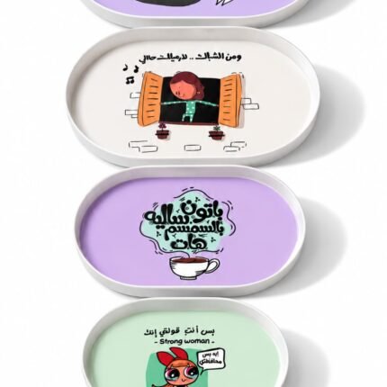 4-Piece Acrylic Melamine Serving Tray Set with Comic Design