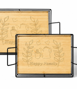 2-Piece Wooden & Metal Tray Set.