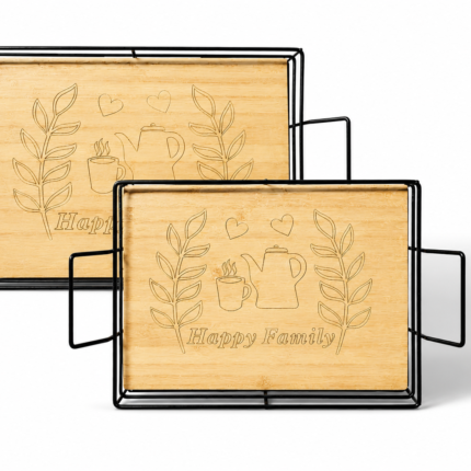 2-Piece Wooden & Metal Tray Set.