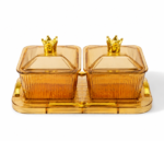 2-Piece Acrylic Snack Bowl Set with Tray & Crown Lid - Image 4