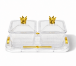 2-Piece Acrylic Snack Bowl Set with Tray & Crown Lid - Image 3