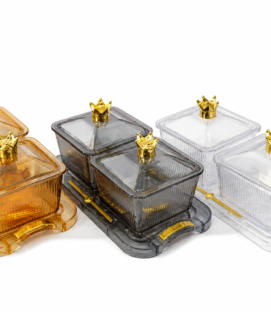 2-Piece Acrylic Snack Bowl Set with Tray & Crown Lid
