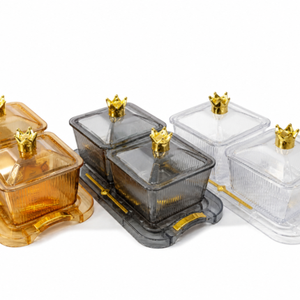 2-Piece Acrylic Snack Bowl Set with Tray & Crown Lid