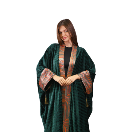 Green Velvet Kaftan with Luxury Jacquard